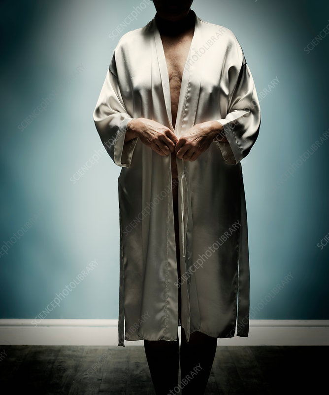 Old lady in bath robe